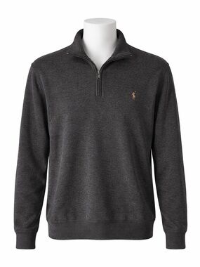 Size L Polo Ralph Lauren Men’s Estate Rib Half Zip Sweater Charcoal Grey